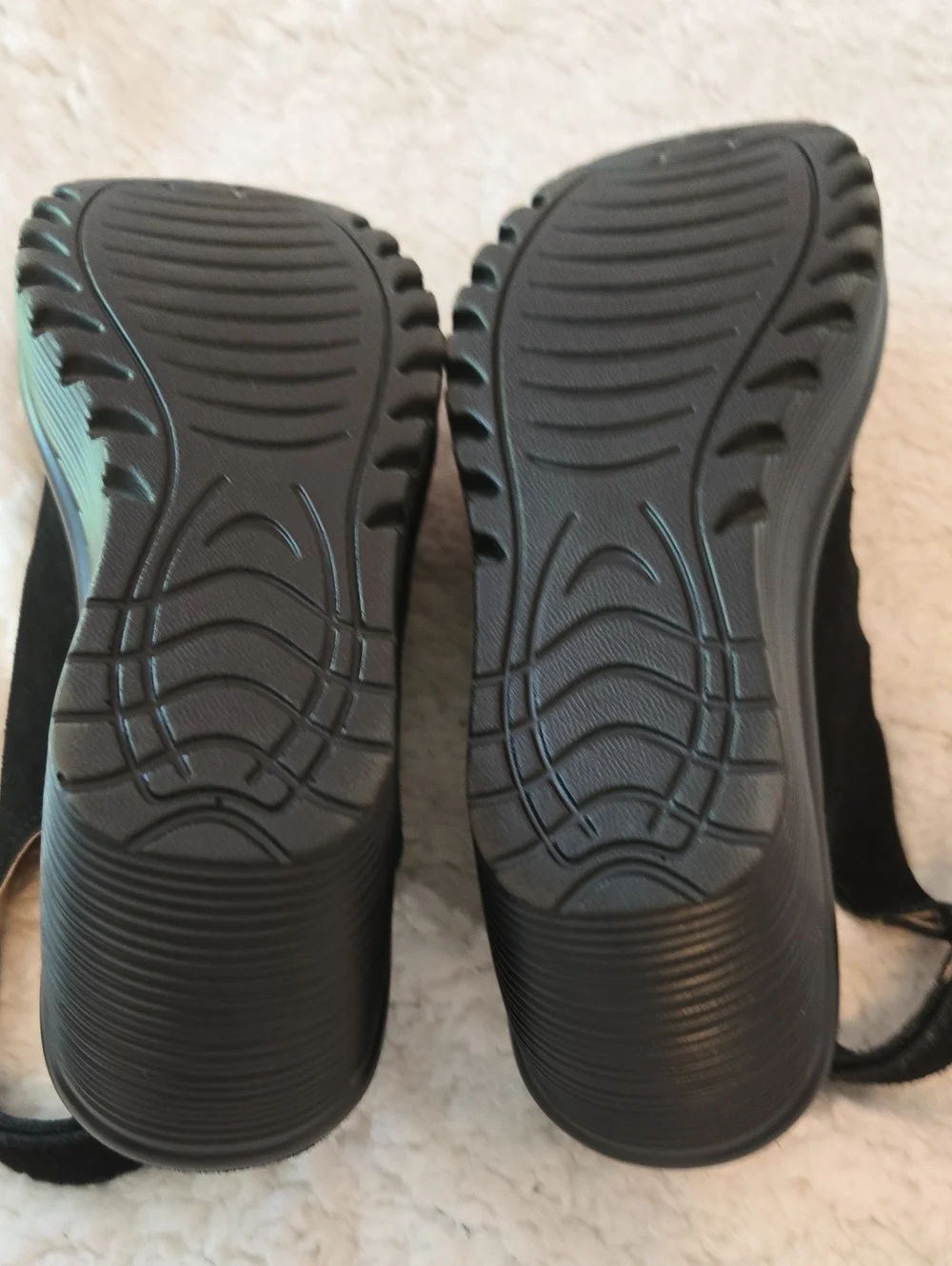 Skechers Black Strappy Suede Wedge Sandals